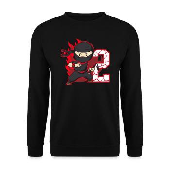Ninja Fighter Birthday Boy 2 years old Ninjas - Unisex Sweatshirt - black - Front - Alina (178cm) & Michal (187cm)