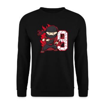 Ninja Fighter Birthday Boy 9 years old Ninjas - Unisex Sweatshirt - black - Front - Alina (178cm) & Michal (187cm)