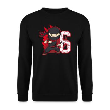 Ninja Fighter Birthday Boy 6 years old Ninjas - Unisex Sweatshirt - black - Front - Alina (178cm) & Michal (187cm)