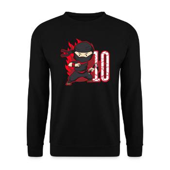 Ninja Fighter Birthday Boy 10 Years Old Ninjas - Unisex Sweatshirt - black - Front - Alina (178cm) & Michal (187cm)