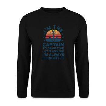 Captain Captains Boating Gift - Unisex Sweatshirt - black - Front - Alina (178cm) & Michal (187cm)
