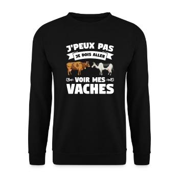 Kuh Kuh Tier Geschenk - Unisex Pullover - Schwarz - Vorne - Alina (178cm) & Michal (187cm)