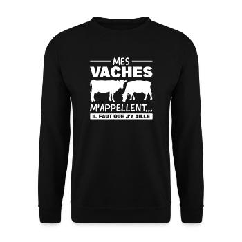 Kuh Kuh Tier Geschenk - Unisex Pullover - Schwarz - Vorne - Alina (178cm) & Michal (187cm)
