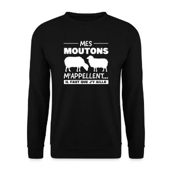 Schaf Schaf Tier Geschenk - Unisex Pullover - Schwarz - Vorne - Alina (178cm) & Michal (187cm)