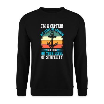 Kapitän Boot Kapitäne Geschenk - Unisex Pullover - Schwarz - Vorne - Alina (178cm) & Michal (187cm)