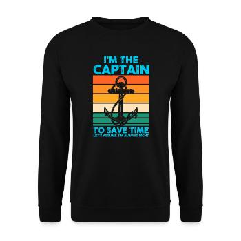 Kapitän Boot Kapitäne Geschenk - Unisex Pullover - Schwarz - Vorne - Alina (178cm) & Michal (187cm)