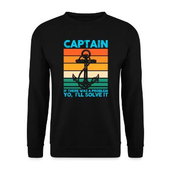 Kapitän Boot Kapitäne Geschenk - Unisex Pullover - Schwarz - Vorne - Alina (178cm) & Michal (187cm)
