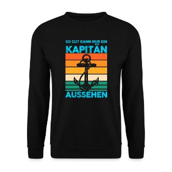 Kapitän Boot Bootfahrer Geschenk - Unisex Pullover - Schwarz - Vorne - Alina (178cm) & Michal (187cm)