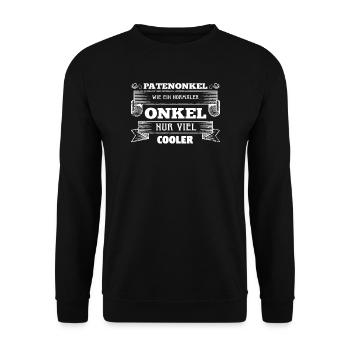 Patenonkel Taufkind Pate Geschenk - Unisex Pullover - Schwarz - Vorne - Alina (178cm) & Michal (187cm)