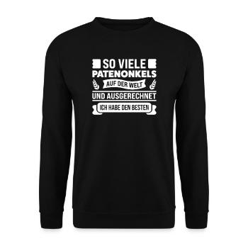 Patenonkel Taufkind Taufpate Geschenk - Unisex Pullover - Schwarz - Vorne - Alina (178cm) & Michal (187cm)