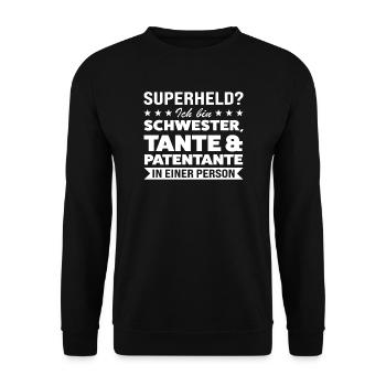 Patentante Taufe Patin Geschenk - Unisex Pullover - Schwarz - Vorne - Alina (178cm) & Michal (187cm)