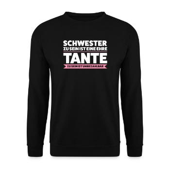 Tante Schwester Tanten Geschenk - Unisex Pullover - Schwarz - Vorne - Alina (178cm) & Michal (187cm)