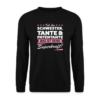 Patentante Taufe Taufpatin Geschenk - Unisex Pullover - Schwarz - Vorne - Alina (178cm) & Michal (187cm)