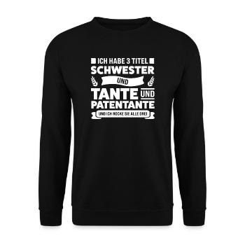 Patentante Patin Taufpatin Geschenk - Unisex Pullover - Schwarz - Vorne - Alina (178cm) & Michal (187cm)
