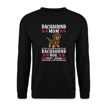 dackel Mama Dackel Haustiere Mutter Geschenk - Unisex Pullover - Schwarz - Vorne - Alina (178cm) & Michal (187cm)