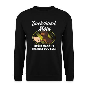 dackel Mama Dackel Haustiere Mutter Geschenk - Unisex Pullover - Schwarz - Vorne - Alina (178cm) & Michal (187cm)