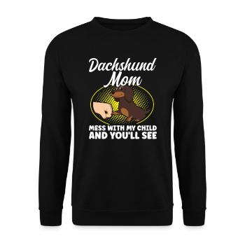 dackel Mama Dackel Haustiere Mutter Geschenk - Unisex Pullover - Schwarz - Vorne - Alina (178cm) & Michal (187cm)
