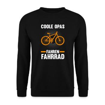 Fahrrad Opa Fahrräder Geschenk - Unisex Pullover - Schwarz - Vorne - Alina (178cm) & Michal (187cm)