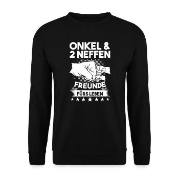 Onkel 2 Neffen Neffen Geschenk - Unisex Pullover - Schwarz - Vorne - Alina (178cm) & Michal (187cm)