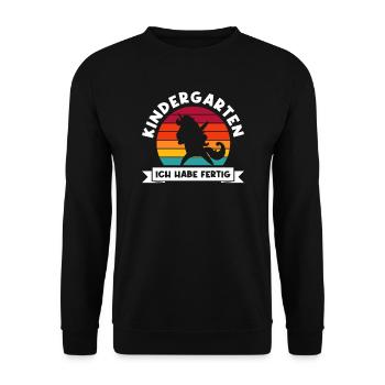 Kindergarten Einhorn Kita-Kind Geschenk - Unisex Pullover - Schwarz - Vorne - Alina (178cm) & Michal (187cm)