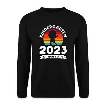 Kindergarten 2023 Dabbing Kindergartenanfänger - Unisex Pullover - Schwarz - Vorne - Alina (178cm) & Michal (187cm)