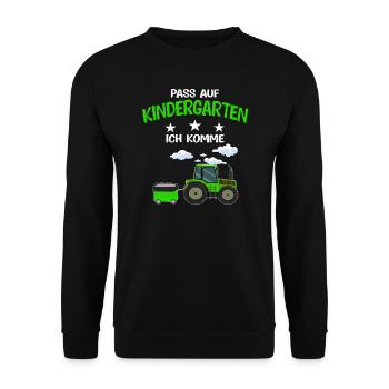 Kindergarten Traktor Kita-Kind Geschenk - Unisex Pullover - Schwarz - Vorne - Alina (178cm) & Michal (187cm)