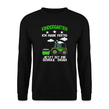 Kindergarten Traktor Kindergartenkind Geschenk - Unisex Pullover - Schwarz - Vorne - Alina (178cm) & Michal (187cm)