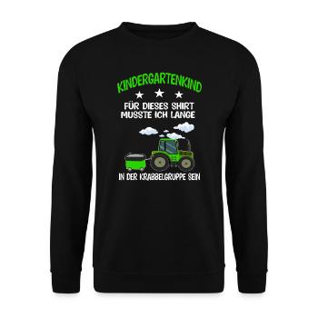 Kindergarten Traktor Kindergartenanfänger Geschenk - Unisex Pullover - Schwarz - Vorne - Alina (178cm) & Michal (187cm)