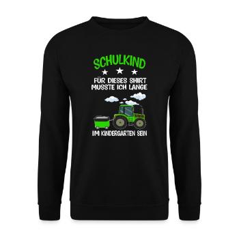 Schulkind Traktor Schulanfänger Geschenk - Unisex Pullover - Schwarz - Vorne - Alina (178cm) & Michal (187cm)