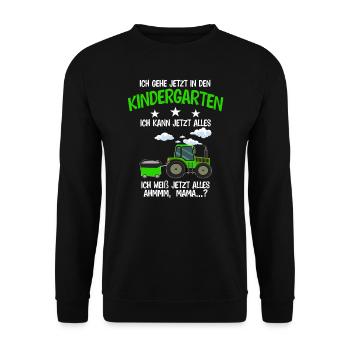 Kindergarten Traktor Kita Anfänger Geschenk - Unisex Pullover - Schwarz - Vorne - Alina (178cm) & Michal (187cm)
