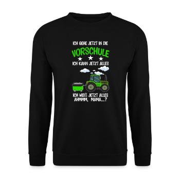 Vorschule Traktor Vorschüler Geschenk - Unisex Pullover - Schwarz - Vorne - Alina (178cm) & Michal (187cm)