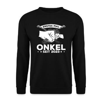 Onkel 2023 Familie Onkels Geschenk - Unisex Pullover - Schwarz - Vorne - Alina (178cm) & Michal (187cm)