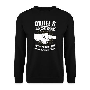 Onkel Nichte Onkels Geschenk - Unisex Pullover - Schwarz - Vorne - Alina (178cm) & Michal (187cm)