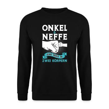 Onkel Neffe Onkels Geschenk - Unisex Pullover - Schwarz - Vorne - Alina (178cm) & Michal (187cm)