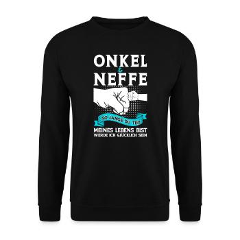 Onkel Neffe Onkels Geschenk - Unisex Pullover - Schwarz - Vorne - Alina (178cm) & Michal (187cm)