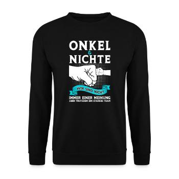 Onkel Nichte Nichten Geschenk - Unisex Pullover - Schwarz - Vorne - Alina (178cm) & Michal (187cm)