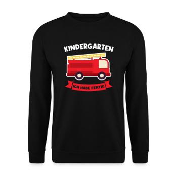 Kindergarten Feuerwehr Kindergarten Geschenk - Unisex Pullover - Schwarz - Vorne - Alina (178cm) & Michal (187cm)