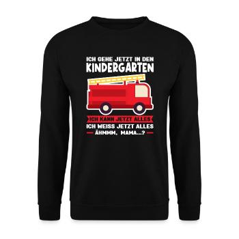 Kindergarten Feuerwehr Kindergartenanfänger - Unisex Pullover - Schwarz - Vorne - Alina (178cm) & Michal (187cm)