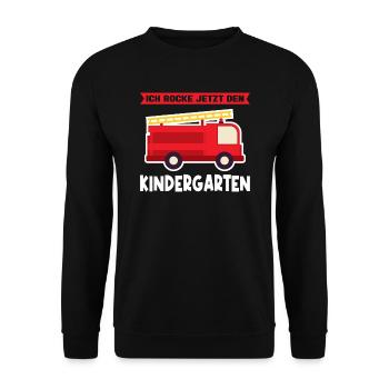 Kindergarten Feuerwehr Kita-Start Geschenk - Unisex Pullover - Schwarz - Vorne - Alina (178cm) & Michal (187cm)