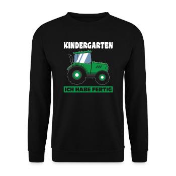 Kindergarten Traktor Kindergartenanfänger Geschenk - Unisex Pullover - Schwarz - Vorne - Alina (178cm) & Michal (187cm)
