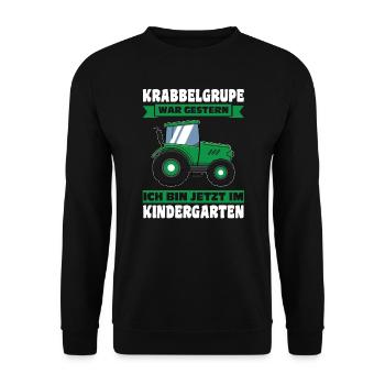 Kindergarten Traktor Kita-Kind Geschenk - Unisex Pullover - Schwarz - Vorne - Alina (178cm) & Michal (187cm)