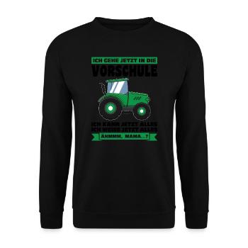 Vorschule Traktor Vorschüler Geschenk - Unisex Pullover - Schwarz - Vorne - Alina (178cm) & Michal (187cm)