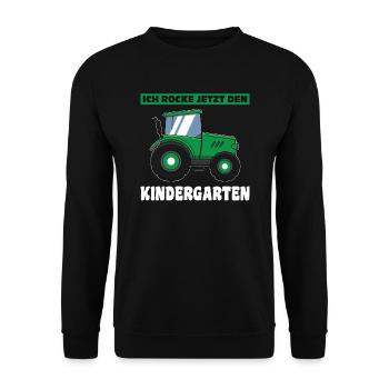Kindergarten Traktor Kita-Start Geschenk - Unisex Pullover - Schwarz - Vorne - Alina (178cm) & Michal (187cm)