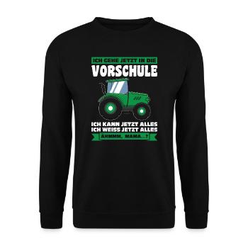 Vorschule Traktor Vorschulkind Geschenk - Unisex Pullover - Schwarz - Vorne - Alina (178cm) & Michal (187cm)