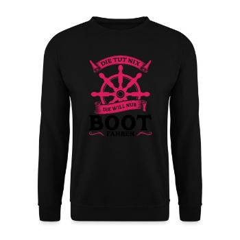 Kapitänin Boot Bootsbesitzerin Geschenk - Unisex Pullover - Schwarz - Vorne - Alina (178cm) & Michal (187cm)