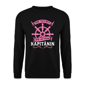 Kapitänin Boot Segelboot Geschenk - Unisex Pullover - Schwarz - Vorne - Alina (178cm) & Michal (187cm)