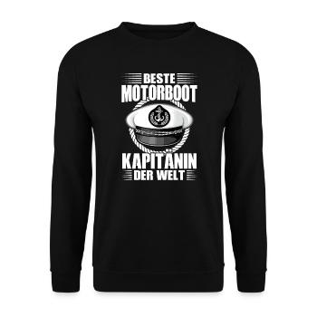 Kapitänin Boot Motorboot Geschenk - Unisex Pullover - Schwarz - Vorne - Alina (178cm) & Michal (187cm)