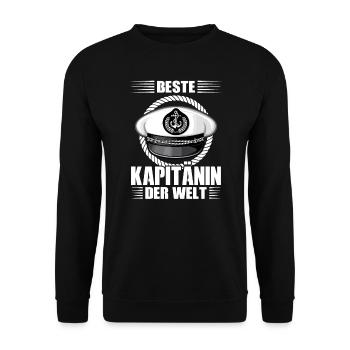 Kapitänin Boot Segeln Geschenk - Unisex Pullover - Schwarz - Vorne - Alina (178cm) & Michal (187cm)