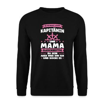 Kapitänin Mama Bootsfahrerin Geschenk - Unisex Pullover - Schwarz - Vorne - Alina (178cm) & Michal (187cm)