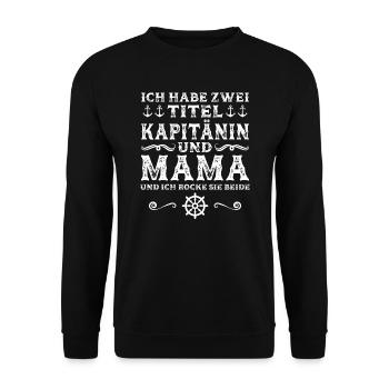 Kapitänin Boot Bootsfahrerin Geschenk - Unisex Pullover - Schwarz - Vorne - Alina (178cm) & Michal (187cm)